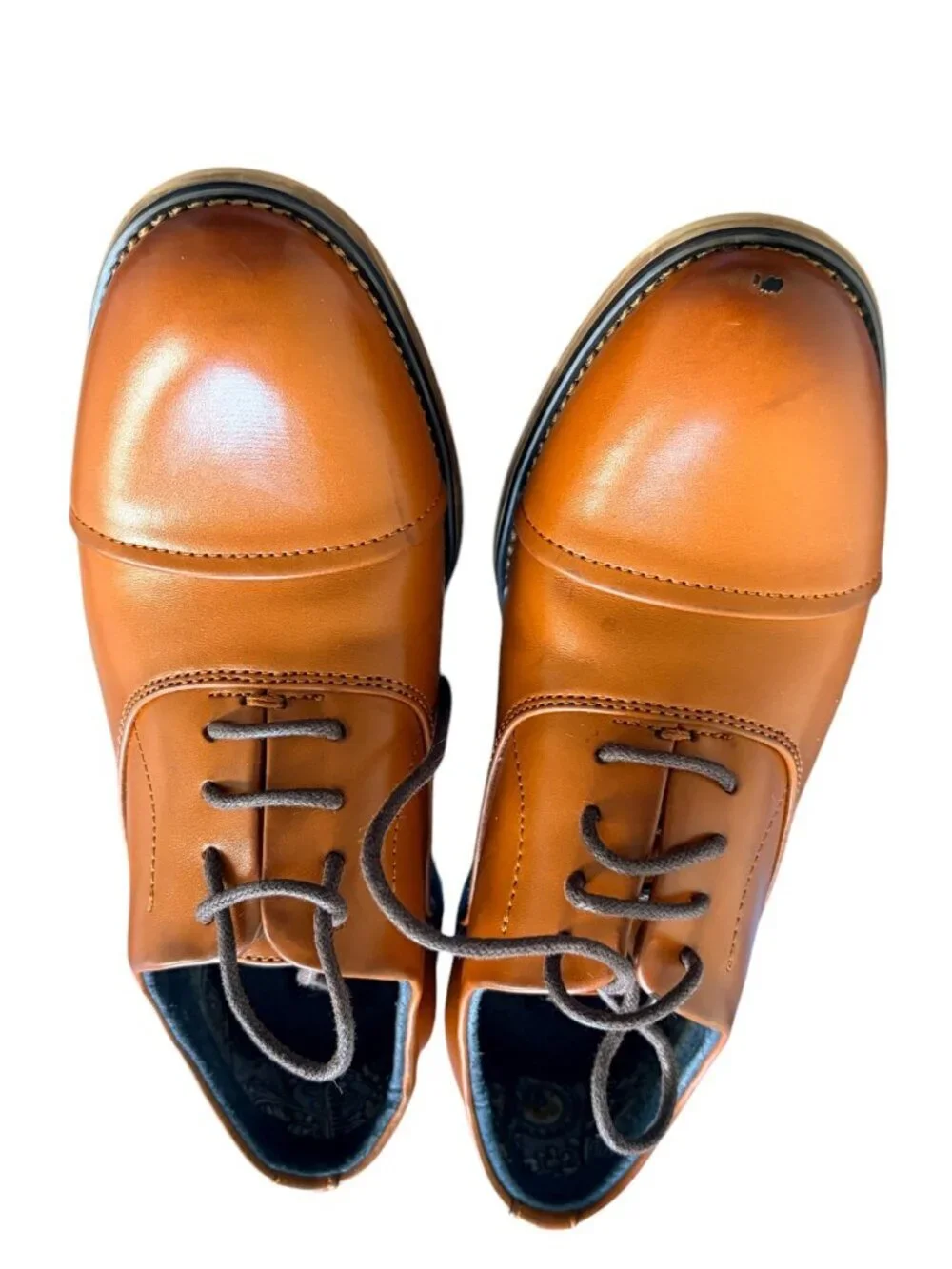 Bruno Marc Kids Dress Shoes Brown Cap Toe Oxford – Size 1.5 - Picture 4 of 12